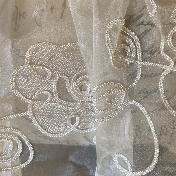 NWT Gorgeous Sheer cream with detail/black satin sash cocktail hostess apron. - Picture 2 of 8